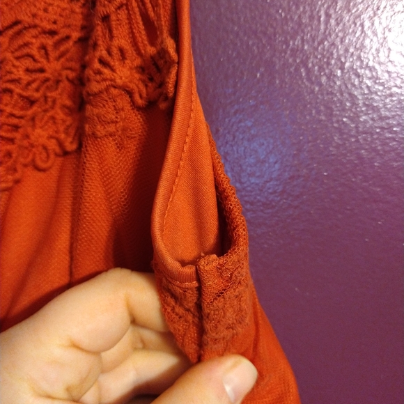 Large Rust Boho Lace Dress - Picture 10 of 15